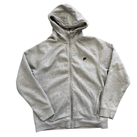 Fabletics Tops - Fabletics Grey Heather Full Zip Raglan Fleece Hoodie Sweatshirt Womens Large